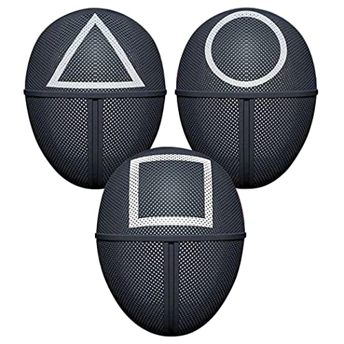 Squid Game Mesh Mask, Squid Game Halloween Costume Cosplay Mask,Masked Man Squid Game Mask Cosplay Masquerade Accessories Halloween Propsï¼ˆ3Packï¼‰