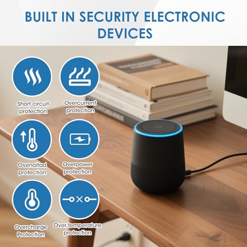 15W Power Supply Charger for Alexa Echo Dot 3rd 4th 5th Gen Dot with Clock Dot Kids Edition 12V 1.25A Power Cord Adaptor for Echo Show 5 (1st & 2nd Gen) Spot Pop Fire TV Cube UK Plug, Black - Image 4