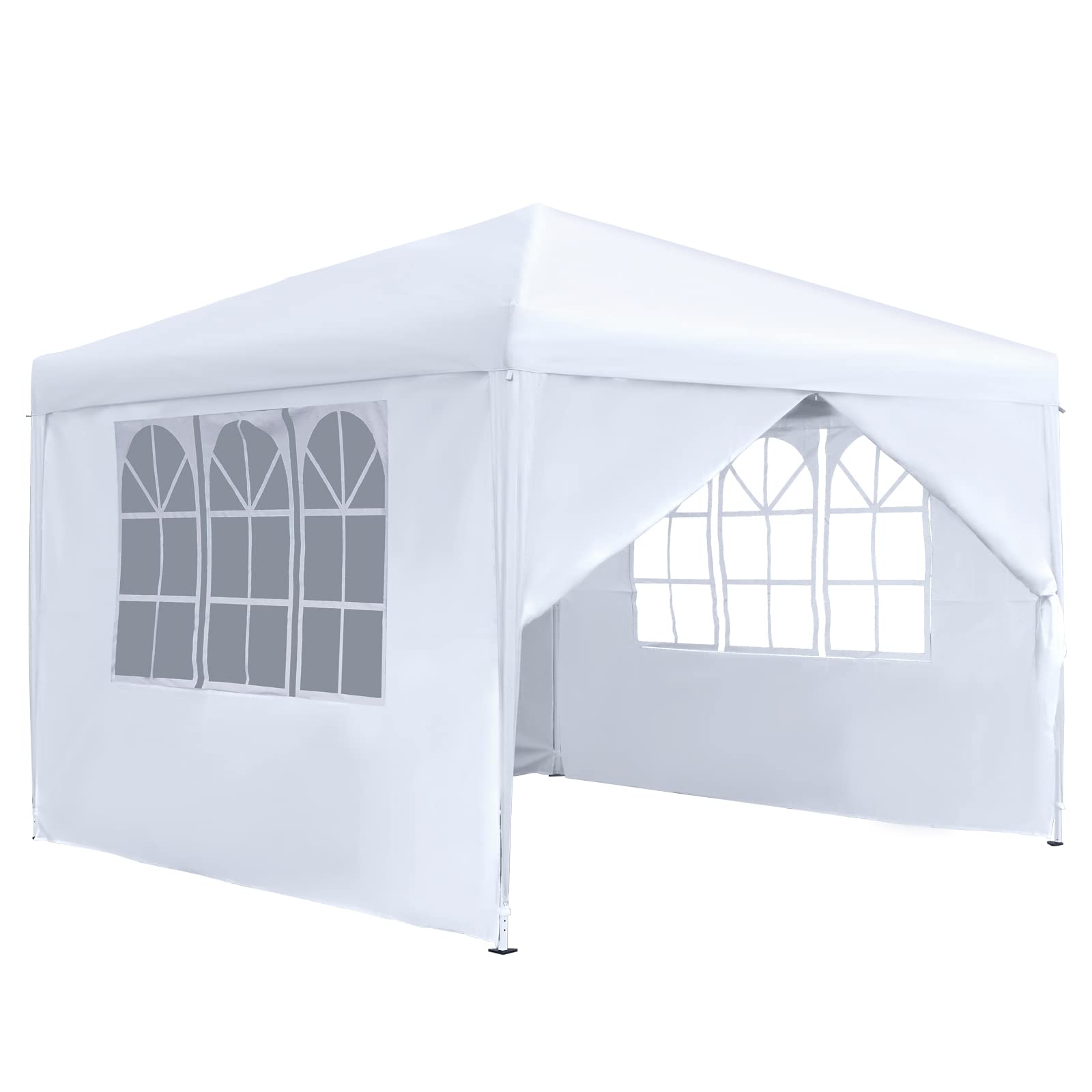 LARS360 Pavillon 3x3m mit 4 Seitenteilen, Faltpavillon, Faltbar Gartenzelt Partyzelt, inkl. Tasche für Garten, Party, Picknick, Weiß