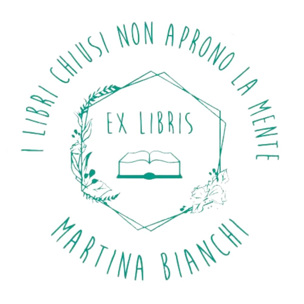 Trodat Timbro Ex Libris Monogramma PERSONALIZZATO "Cornice Esagono con Citazione" Impronta Rotonda Ø 42 mm, Autoinchiostrante Printy, Libri, Biblioteca, Club del Libro (Impronta Verde)