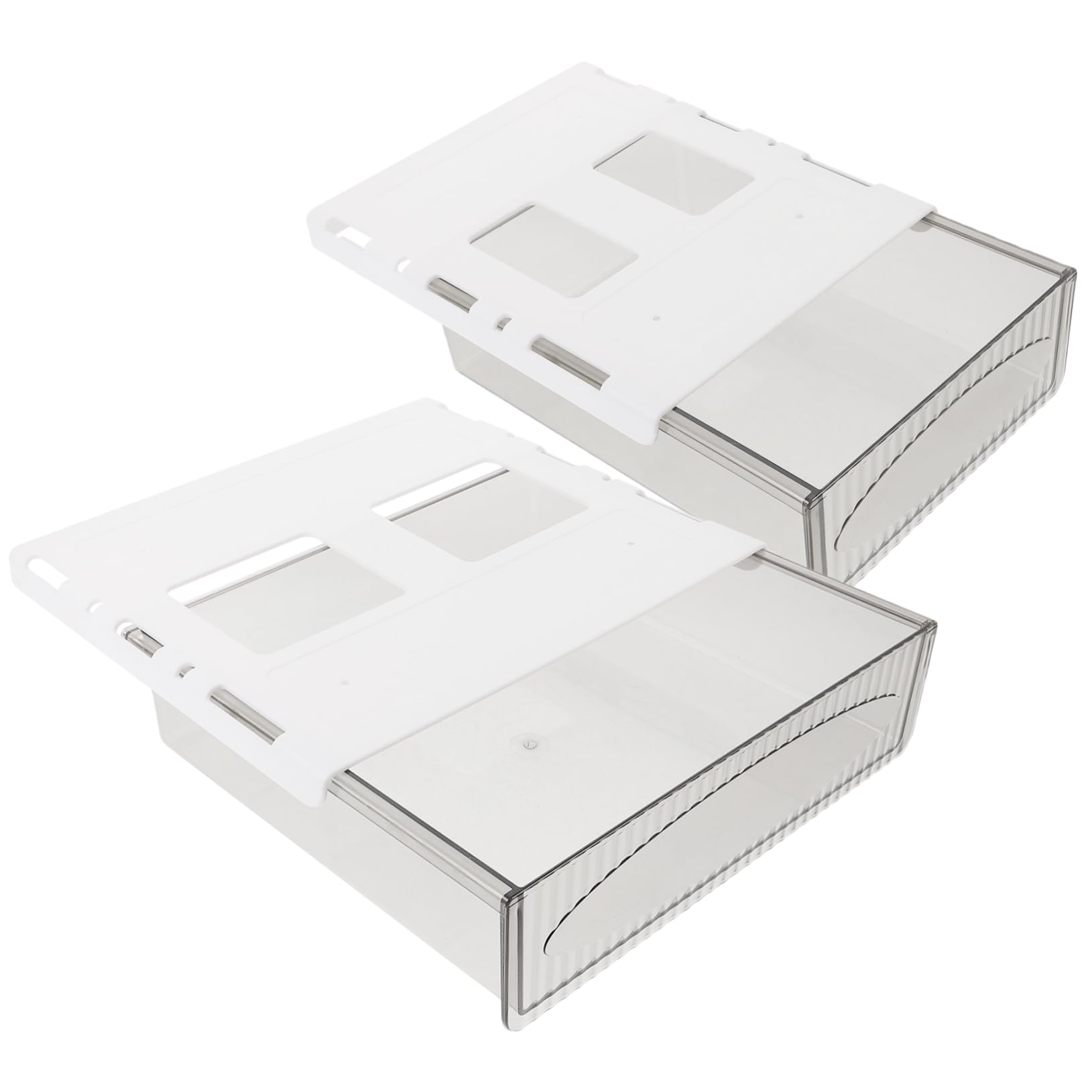 HOMSFOU Organizer da Scrivania Nascosto Cassetto, 2 Pezzi, Plastico Bianco | Grande Capienza, Installazione Semplice, Resistenza All’usura, per Soggiorno e Comò