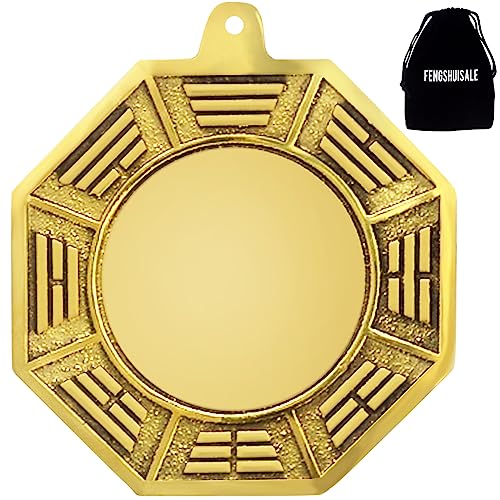 Big Feng Shui Wudang Mountain Brass Bagua Mirror Brass Protection Charm + Gift Bag Y1053, Aurichalceus, 9.4L x 8.6W cm - Image 2