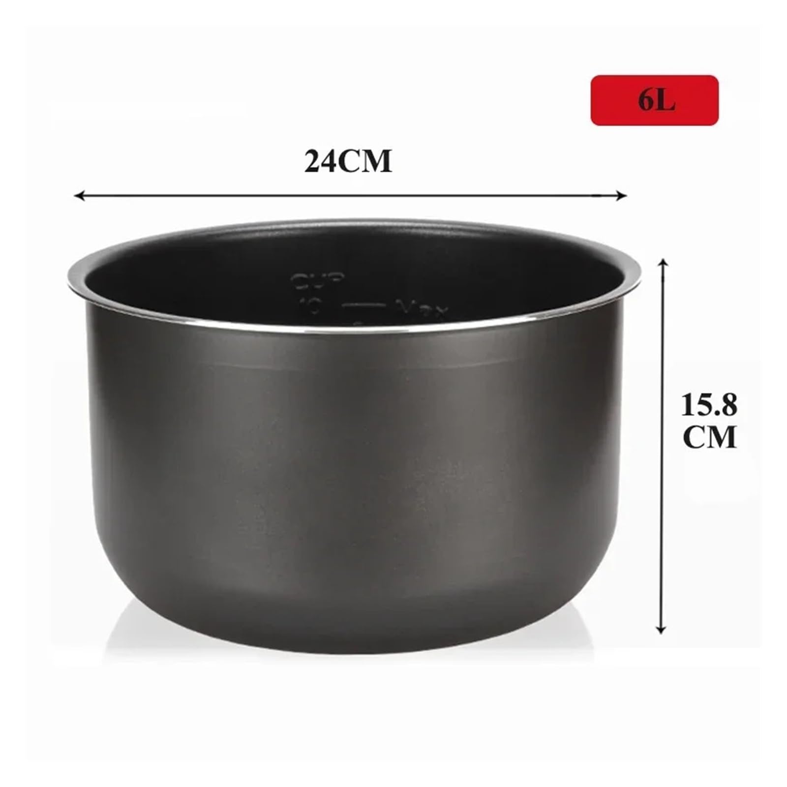 Revestimiento For Olla A Presión Eléctrica De 4 L, 5 L Y 6 L, Antiadherente, Color Negro, Cristal, Compatible con Midea(6L)