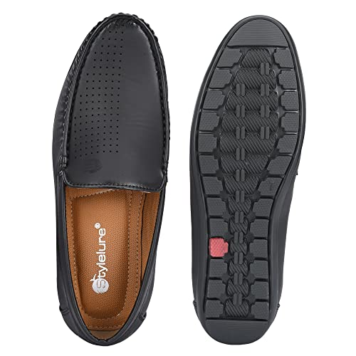 Image of Stylelure Men Synthetic Leather Perforations Suede Loafers