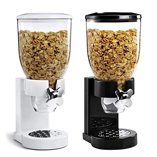 Pssopp Dispensador Individual de Cereales, Recipiente de Plástico ABS Blanco y Negro para Almacenamiento de Alimentos Secos, Fácil de Usar y Limpiar para Cocinas Familiares (BLACK)