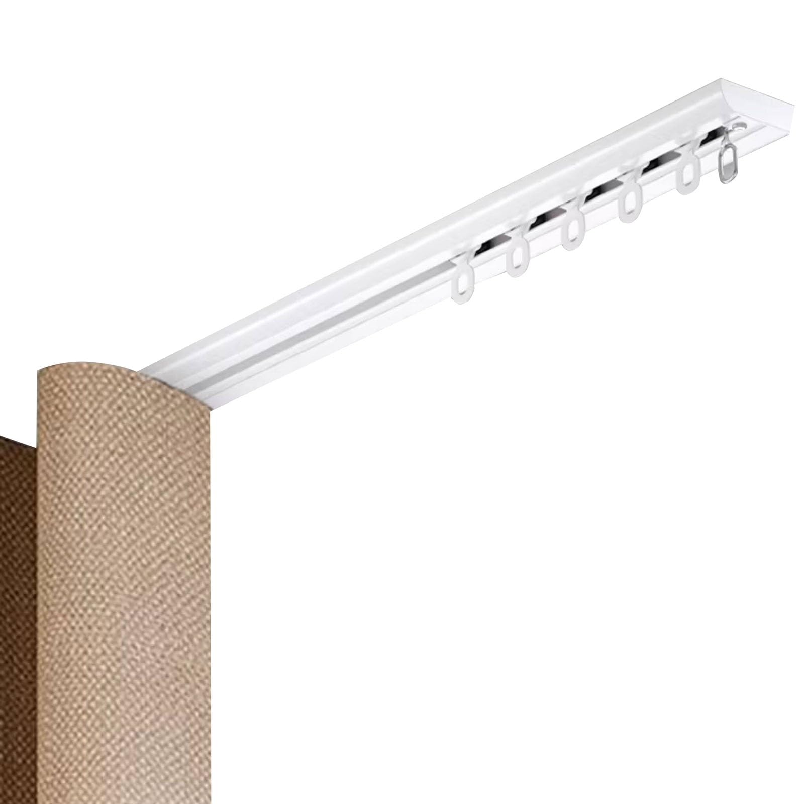 Rail de rideau en alliage d'aluminium ultra-mince, monté sur le dessus avec perforations, conception ultra-mince, adapté aux baies vitrées et aux salles de bains(210cm)