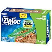 Ziploc Sandwich and Snack Bags with EasyGuide Texture, Plastic Storage Bags with Grip 'n Seal Technology, 270 Bags Total (Packaging May Vary)