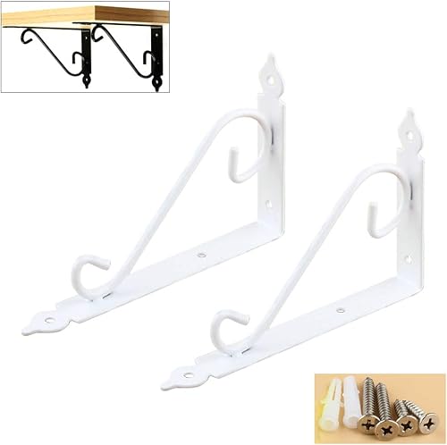 Miniatura 10 de Gancho de hierro forjado, soporte de estante triangular, montaje en pared, flotante, rústico, para estantería, sala de estar, baño, jardín, 2