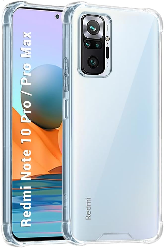 TheGiftKart Shockproof Clear Back Cover Case for Mi Redmi Note 10 Pro/Pro Max | 360 Degree Protection | Hard Transparent Back Cover for Redmi Note 10 Pro/Pro Max (PC & TPU, Transparent Bumper)