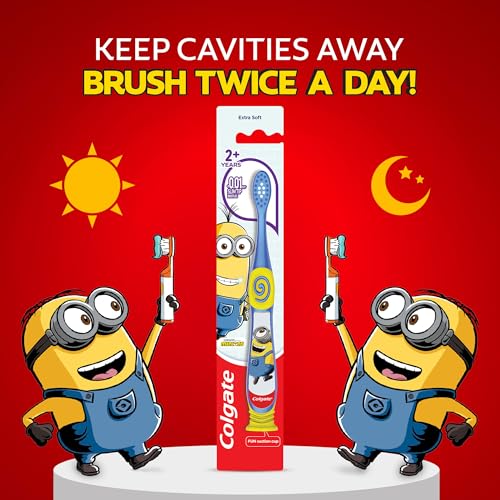 Image of Colgate Kids (2+ years) Minion Toothbrush, Extra Soft with Tongue Cleaner - 1 Pc