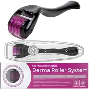 Derma Roller for Hair Growth, 540 Titanium Microneedle Derma Scalp and Beard Hair Growth Roller, Face Derma Roller for Women Skin Care and Hair Regeneration Scar, Acne, Wrinkles (1.5mm)