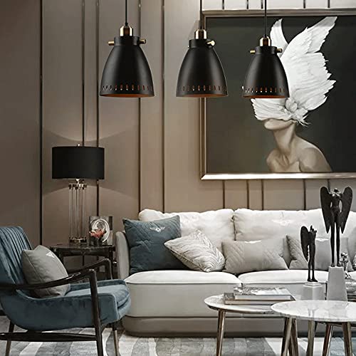 Luminaire chaîne réglable en métal noir suspendu au design industriel rétro et créatif