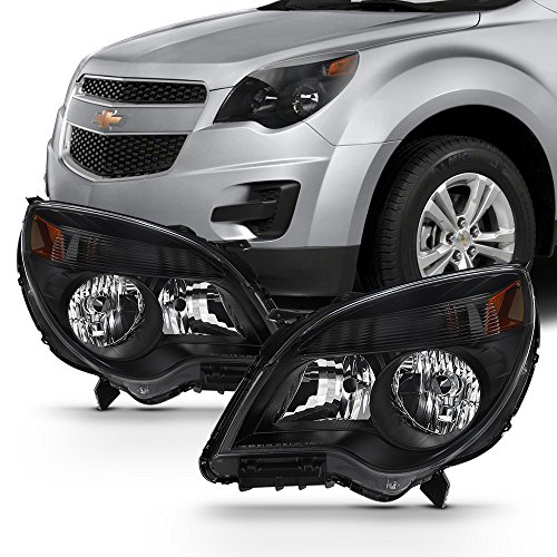 AKKON - For 2010-2015 Chevy Equinox Halogen Type Black Bezel Headlight Lamp Replacment L+R