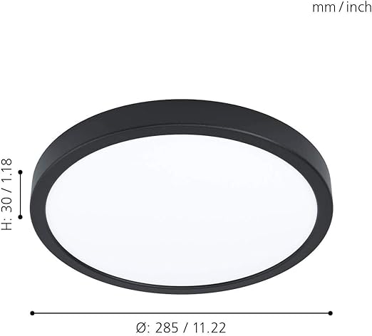 Eglo EGLO LED plafondlamp Fueva 5, Ø 28,5 cm, ronde plafonnière, opbouwlamp van zwart metaal, opbouw lamp pafond, plafondverlichting warm wit photo 3