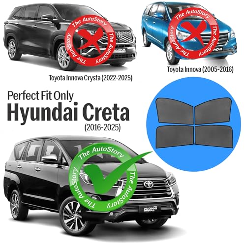 Image of Autostory Custom Fit Black Mesh Car Sunshade for Crysta 2016-2025 | UV & Heat Protection Car Window Curtains | Privacy Car Sun Shade | Breathable Vehicle Specific Side Window Shades