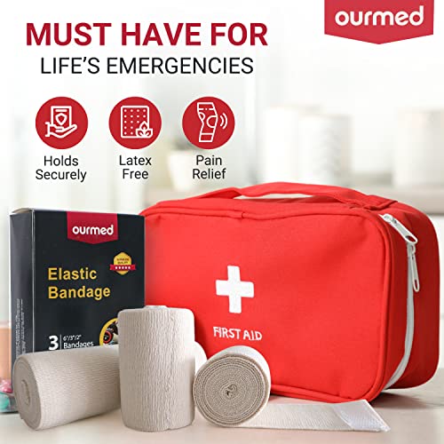 Ourmed Premium Elastic Bandage Wrap With Self-Closures - 3 Size (6''/3''/2“) Cotton Latex Free Compression Bandage Wrap, Washable & Reusable… #TOP4