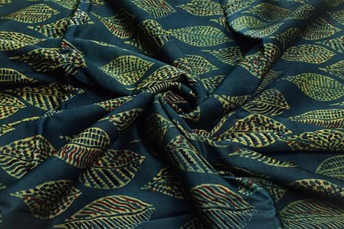 Image of Ethnics of Kutch Women's Ajrakh Modal Silk Natural Dye Hand Block Print Unstitched Kurta Fabric (For Lenght - Refer Bullet Point Below)