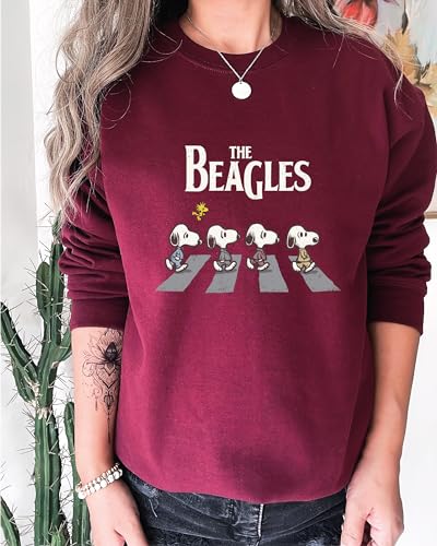 Abbey Road Inspired Sweatshirt, The Beagles Sweatshirt, Fall Dogs Sweater, Funny Beatles Inspired Apparel Multicolor4
