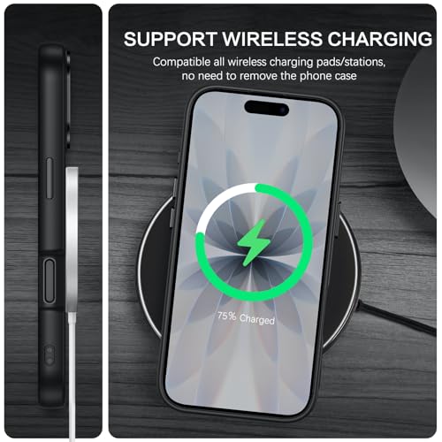 Image of BENTOBEN for iPhone 17 Case, Compatible with Magsafe, Magnetic Case for iPhone 17, Frosted Matte Finish, Scratch-Resistant Hard Back, Shockproof Case Cover for iPhone 17 Case, Black