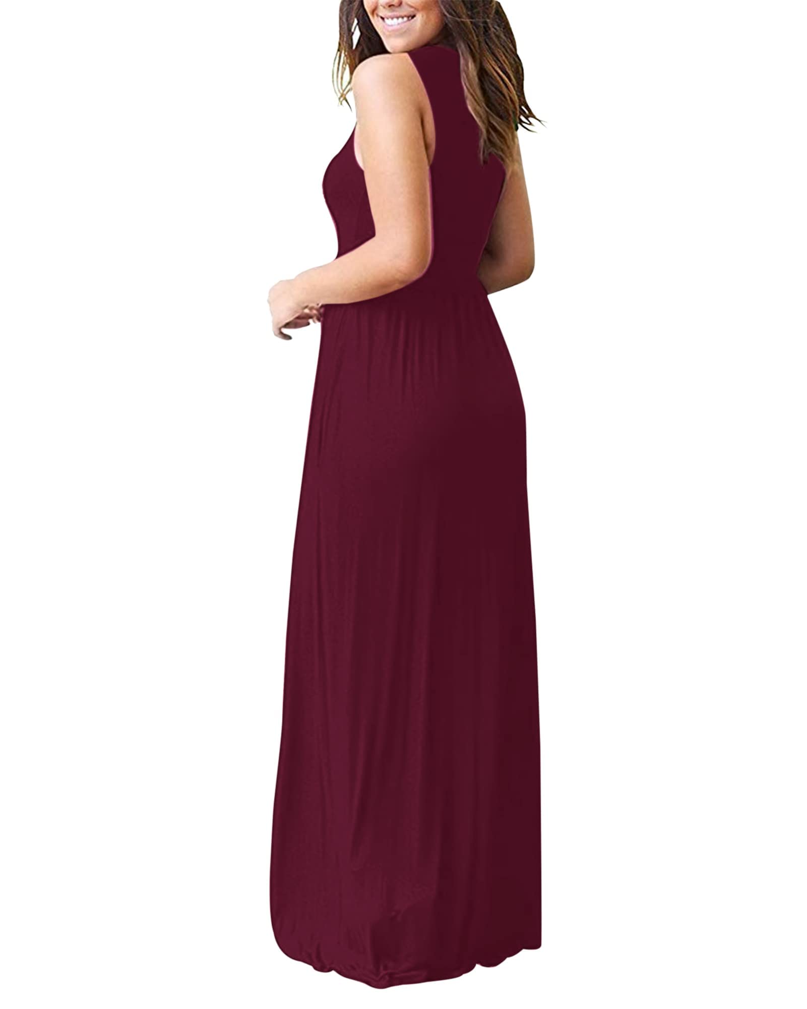 AUSELILY Grande Taille Maxi Noire Robe pour Femme Robe de soirée V Col sans Manches/Manches Courtes/Manches Longues décontractées Robes Longues avec Poches