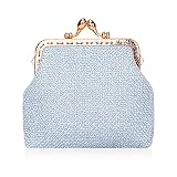 Oyachic Tricoté Porte-Monnaie Femme Kiss Lock Coin Purse Poche à Monnaie Fermoir Clic Clac Wallet Sac à Main d'embrayag pour Femmes Filles (Blau)