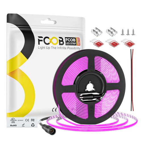 Image of 5mm Purple COB LED Strip Light DC24V Narrow Thin Flexible High Density Uniform Cob Strips 16.4FT UL Listed Dimmable CRI 90+ LED Tape Lights for Car Cabinets, No Controller /Adapter