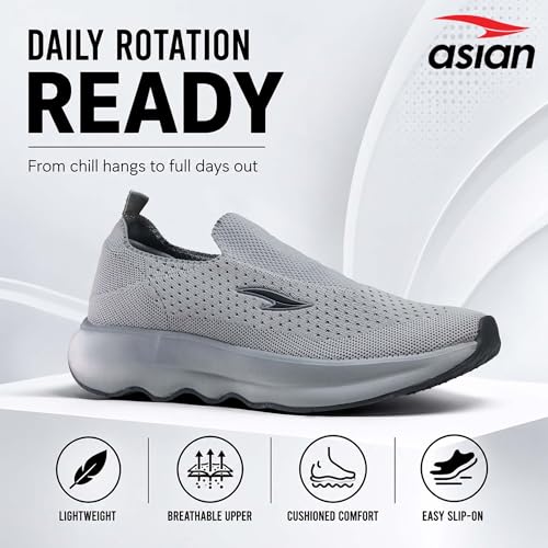 Image of ASIAN Men Wind PRO-08 Casual Wear and Walking Shoes Without Laces for Men & Boys with Upper Mesh Fabric - Lightweight, Comfortable, Breathable, and Perfect for Walking and Daily Use