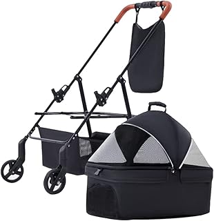 Carrinho de estimação para gatos Carrinho de bebê para cães Carrinho de viagem Carrinhos para animais de estimação para cães pequenos Liberação Carrinho de estimação destacável Carrinho de bebê para cães Carrinhos de bebê para cães pequenos e gatos wiih (preto)
