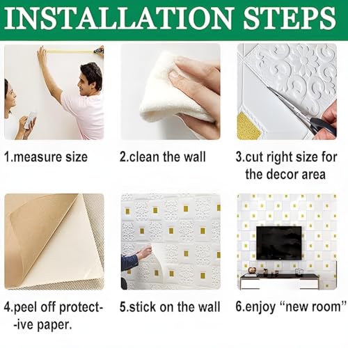 Image of KBR Self-Adhesive PVC 3D Wall Sticker Oil Proof and Waterproof, Kitchen Backsplash Stickers Wallpaper for Hotel, Living Room, Bedroom & Cafe Walls Decor (White Flower -Pack of 1)