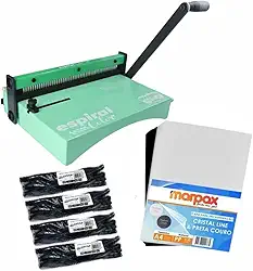 Kit Encadernadora Espiral Color Verde + 100 Capas e 100 Espirais Marpax