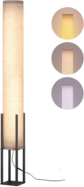 Floor Lamp, LED Floor Lamp for Home Decor, Lamp for Living Room Bedroom with a Beige Cylinder Shade, Remote, Touch Control, Timer, Floor Lamps for Living Room, Bedroom, Childs Room, Study, Office