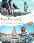 2 Adaptateur de prise de voyage européen Pack, LENCENT Prise d'alimentation pliable internationale de type C avec 4 Des sorties, 4 USB(2 USB C) Adaptateur chargeur, Canada/États-Unis vers la plupart de l'Europe EU Italie Espagne France Allemagne Grèce