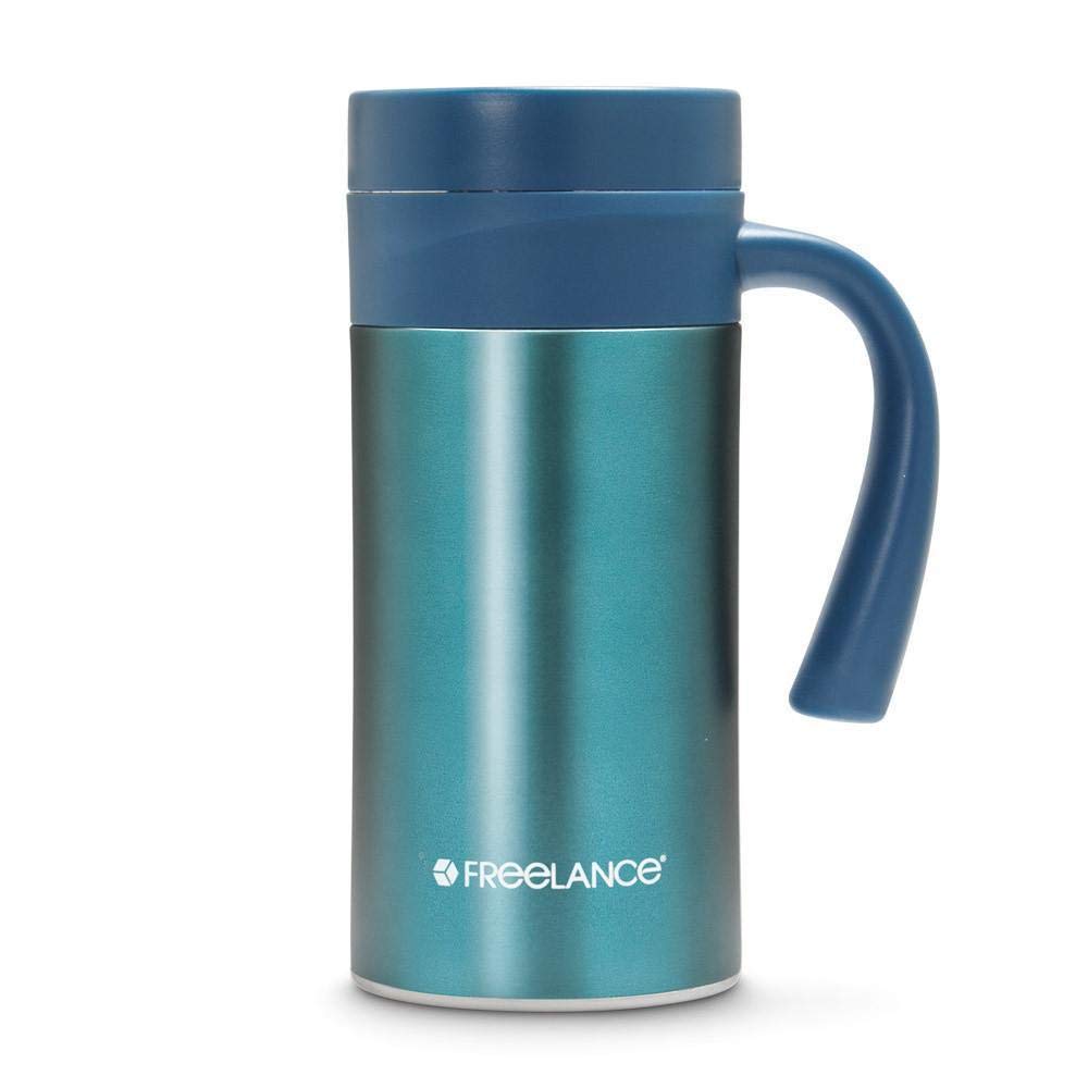 Freelance Ninja Stainless Steel Flask, Mug, Water Beverage Cup, Tumbler 400 ml, Turquoise, (1 Year Warranty)