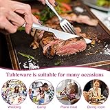 4 Pcs Cutlery Set with Portable Pouch Case, Stainless Steel Knife and Fork Flatware Set Camping Utensil Set for Picnic School Office Mirror Polished Dishwasher Safe(Black) - Image 4