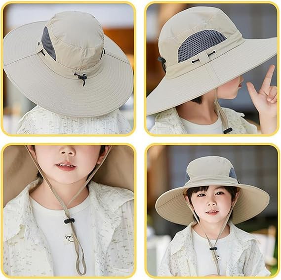 Wide Brim Solar Fan Hat for Kids, Sun Hat with Solar Fan for Children Outdoor Wide Brims,Solars & USB Charging for Kid4