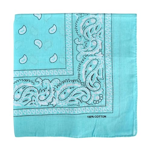 Motique Accessories 22 Inch Cotton Paisley Bandana (Mint Green)