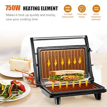 OZAVO Sandwichtoaster, Kontaktgrill mini, Panini Sandwich Maker, Elektrogrill Multifunktion, kleine Tischgrill… – Bild 3
