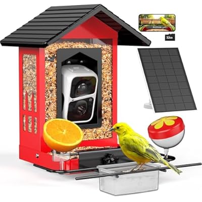 birdsnap® APS - Metal Bird Feeder with Camera Solar Panel 32GB Card, AI Identify 10000+ Birds Camera Feeder, 3 DIY Add-ons, 2K HD Live View Auto Record Bird Video, Ideal Gift for Birds Lover