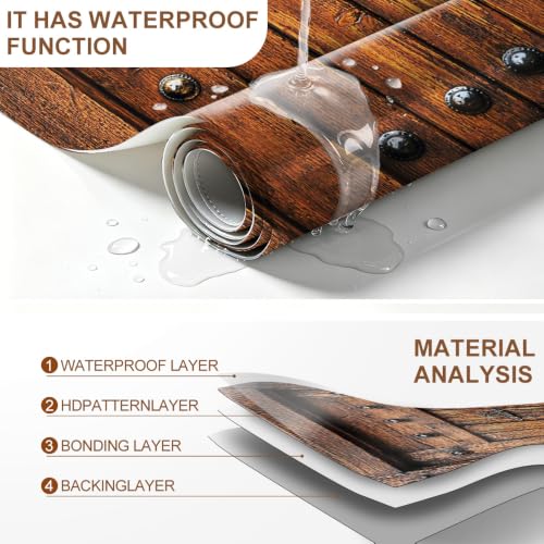 Image of Vintage Wood Door Sticker, Peel & Stick Door Cover, 30.3x78.7in