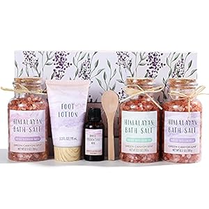 Himalayan Bath Salts Gift Set Foot Salt with Rose Essential Oil & Moisturize Foot Lotion, Spa Gift for Women Lovely…