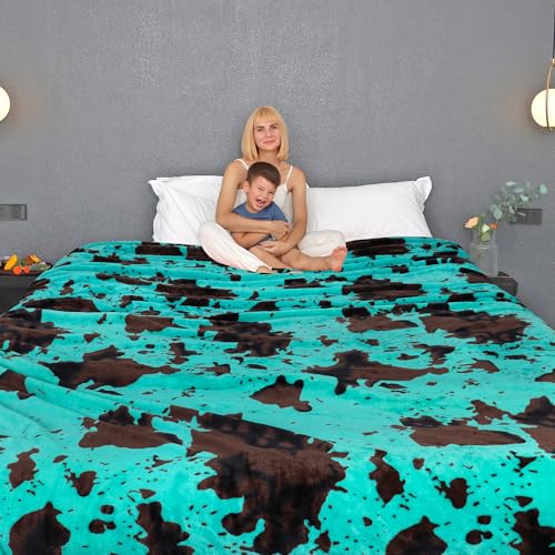 Image of Queen Size Blankets for Bed - Teal Blue Soft Queen Fleece Throw Blanket Full Size Turquosie Fuzzy Cozy Bedding for Bed Couch All Seasons Bedroom Home Decor 90 inchx90 inch