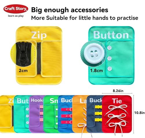 Craftstory Toddlers Montessori Toys Busy-Board for 3 4 5 Year Boy Girl Gifts Sensory Basic-Life-Kills Shoe-Tying Practice for Kids, Buckle Zip Lacing Travel Preschool Learning Toys - Image 6