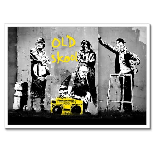 Poster Banksy cadre noir 70x50 cm décoration murale Old School
