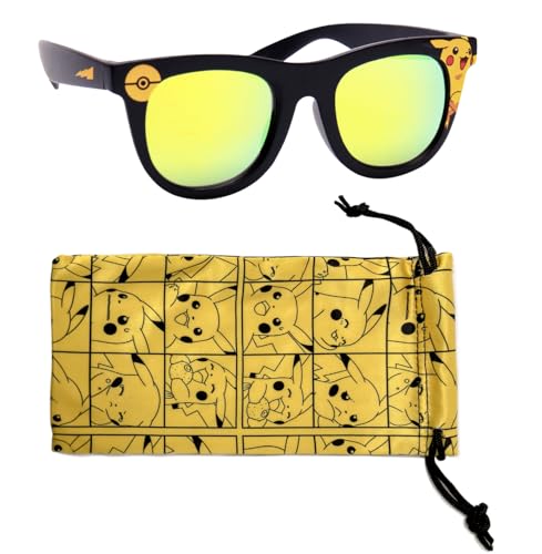 Image of ARKAID Pokemon Pikachu Black Frame Sunglasses - Stylish, Comfortable & Durable UV-Protection Pokemon Black Sunglasses with Soft Carrying Case - Officially Licensed