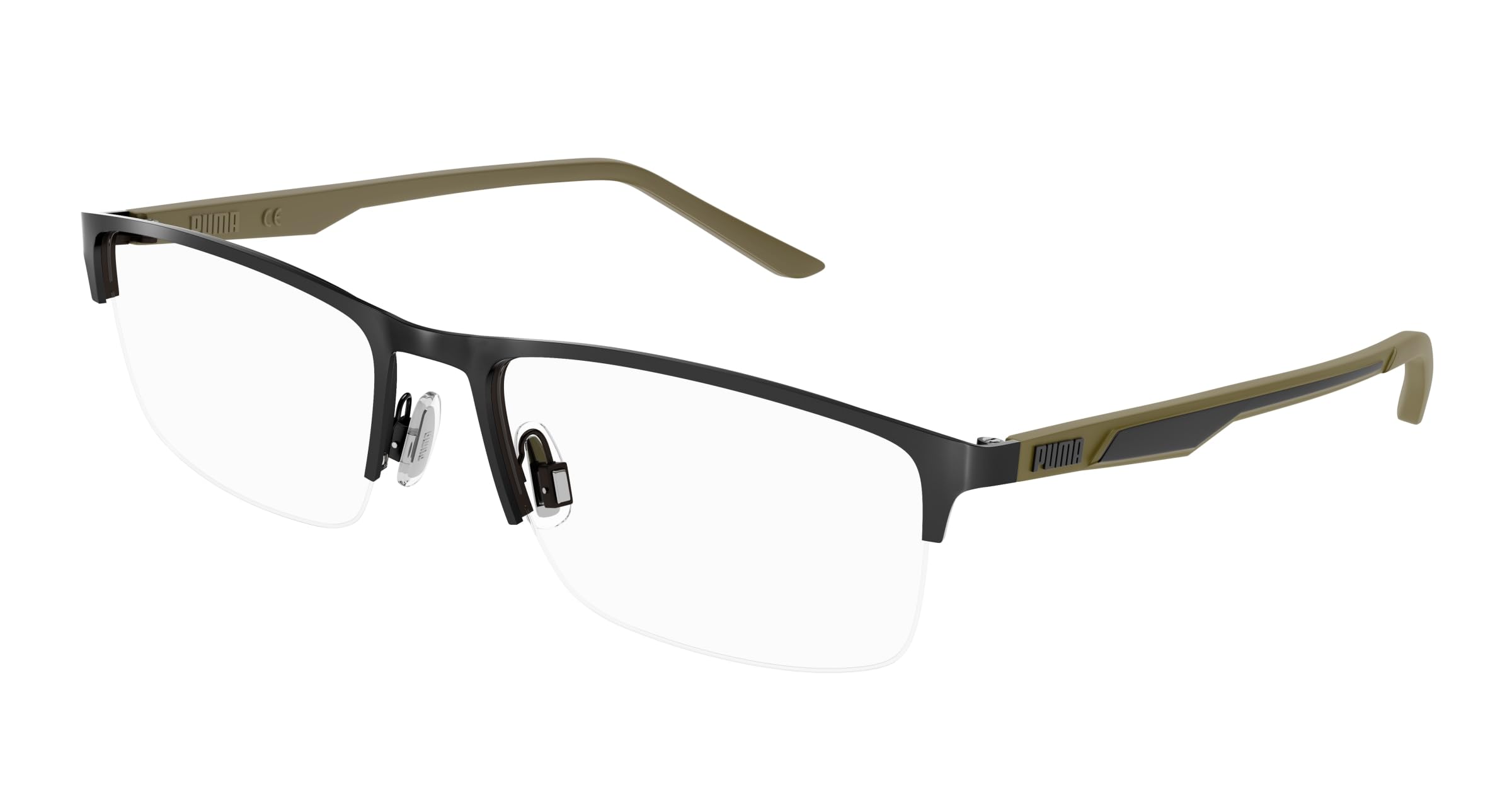PUMA Brille mit Sehstärke für Unisex optional mit Sonnenbrillentönung oder Blaulichtfilter, Rechteckig/Quadratisch, gefertigt aus Metall (inklusive Brillenetui)