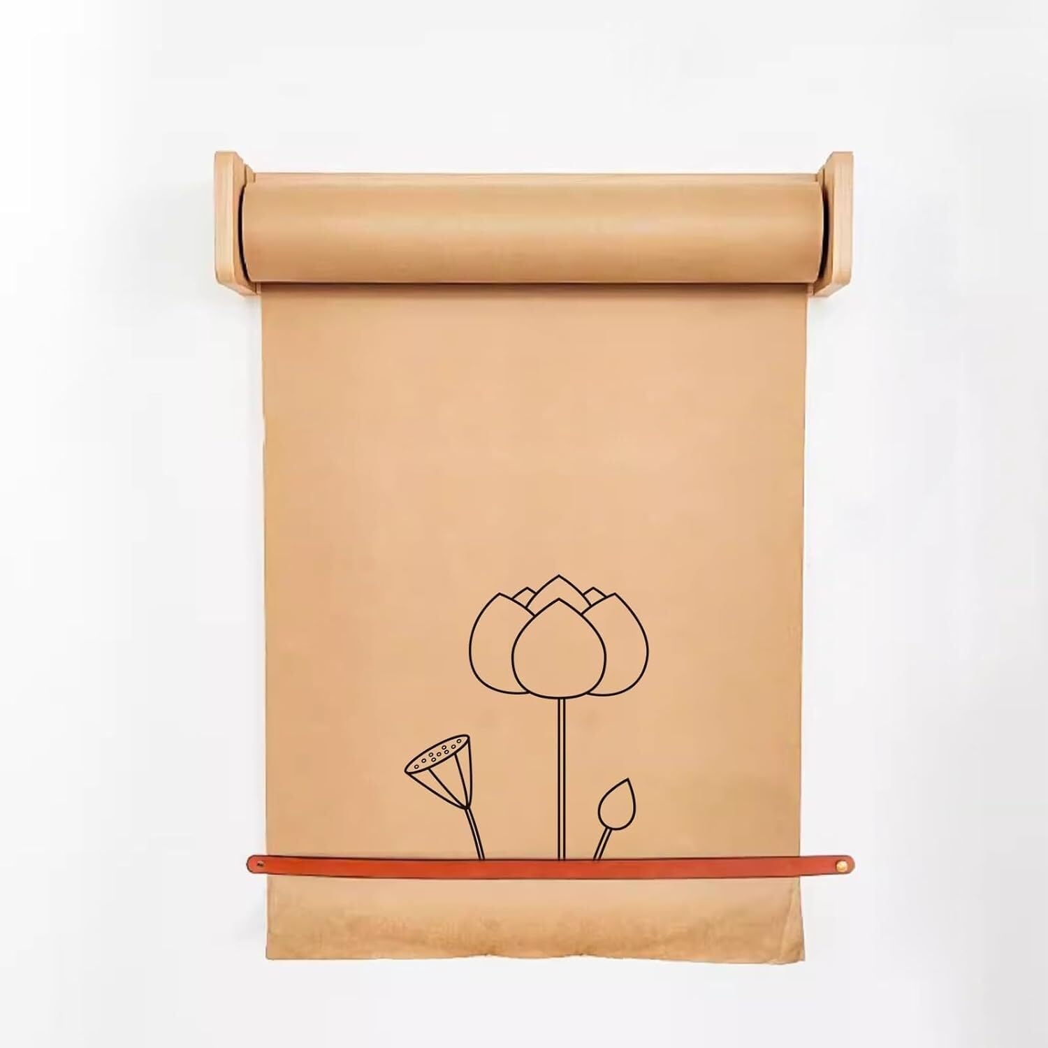 Dozownik Papieru Pakowego Do Montażu Na Ścianie, Do Pisania Notatek/List Zakupów/Rysowania Dla Dzieci, Z Rolką Papieru Pakowego 50 M, Jeden Kolor, 45 Cm/17,7 Cala