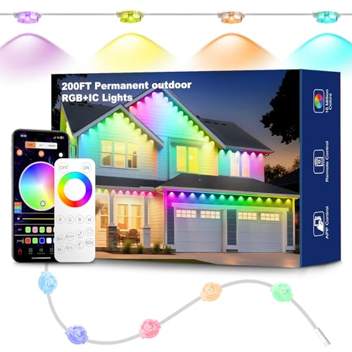 Image of 200ft RGB+ IC Permanent Outdoor Lights, 100 LED Lights