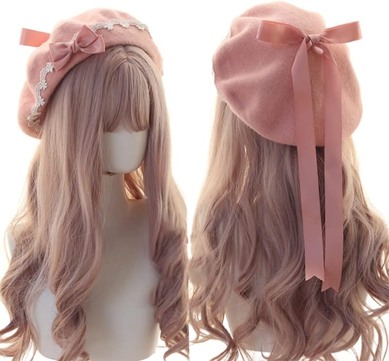 Lolita Sweet French Beret Cap Bow Painter Hat Kawaii Preppy Style Female Casual Artist Hat for Girls Women