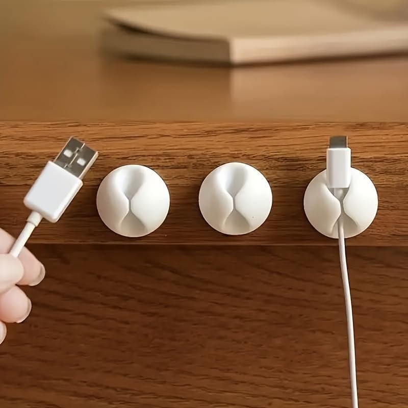 8/16Pcs Self Adhesive Cable Clips Desk Drawer Organizer for Home Office Car Charging Cord Management No Battery Needed Wire Holder (White,8)