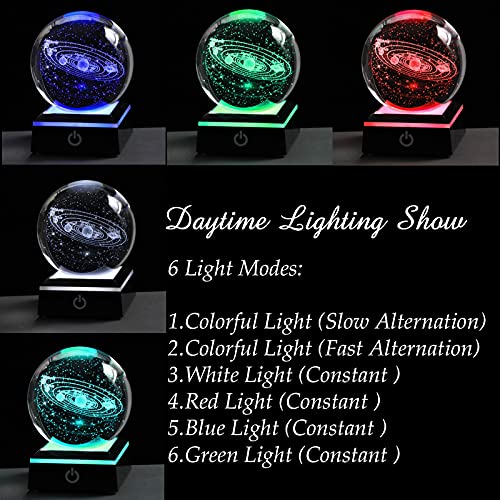 image for Qianwei 3D Solar System Model Crystal Ball 80mm 3.15inch - Outer Space